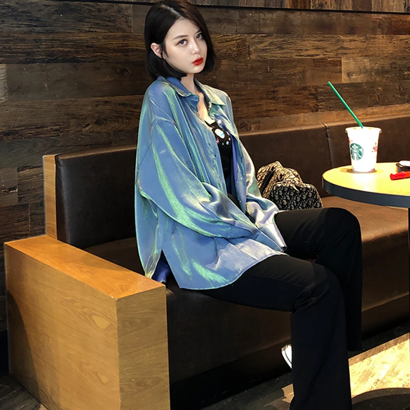 Блузка женская Светоотражающая с длинным рукавом осень 2021 | Женская одежда