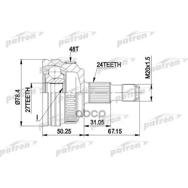 Шрус Наружн К Кт 24x57x27 Abs:48t Mercedes Benz: A Class W168 Ркпп 1.4/1.6/1.6cdi/1.7cdi 97 С Abs 48 PATRON арт.
