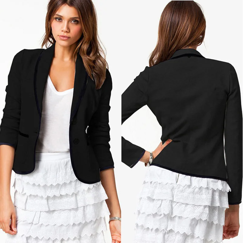 

Women Blazer Long Sleeves Lapel Short Coat Jacket Outwear -MX8