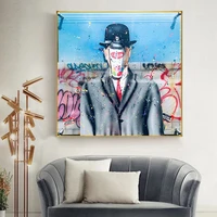 son of man graffiti art by rene magritte canvas paintings posters and prints wall art pictures cuadros for living room decor