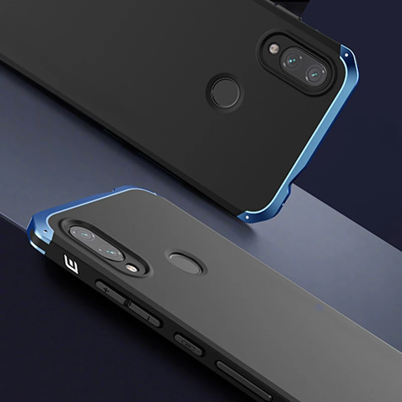 

Textured Anti-fall Metal Frame PC Back Plate For Xiaomi Redmi note7 Pro Note7 Aluminum Alloy Mobile Bumper Case Cover With Gift