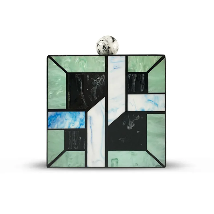 

Marble Printed Acrylic Dinner Bag Geometric Stitching Clutch Bag Purses and Handbags Luxury Designer Evening Clutch Bags
