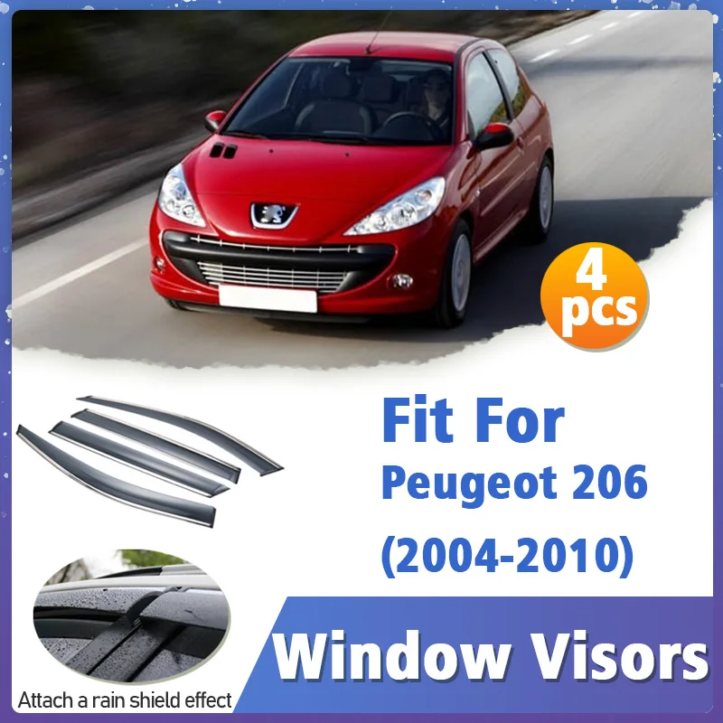 Window Visor Guard for Peugeot 206 2004-2010 Vent Cover Trim Awnings Shelters Protection Sun Rain Deflector Auto Accessories
