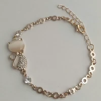 women metal bracelet shining cubic zirconia beads diy cat charms connector bracelets jewelry bracelets for women wholesale