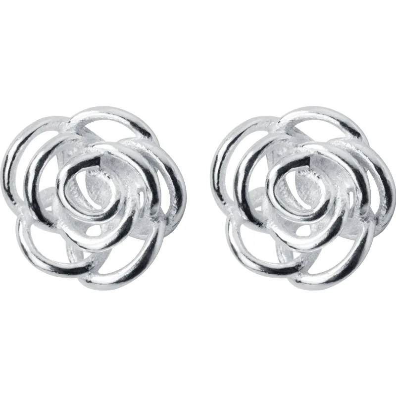 

5 Pairs Classic simple hollow rose flower small cute stainless steel earrings
