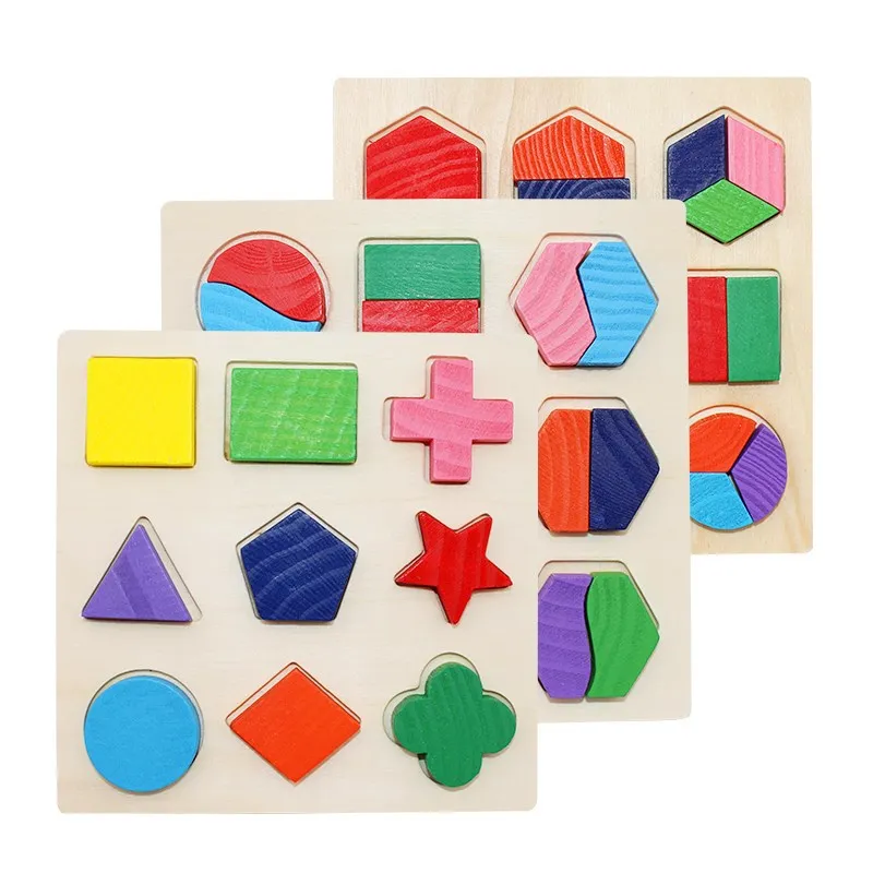 Монтессори ранние геометрические формы и цвета соответствующие игрушки деревянные 3D Пазлы детские развивающие обучающие игры игрушки для ...
