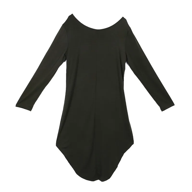 Женская однотонная туника с асимметричным подолом модная повседневная простая