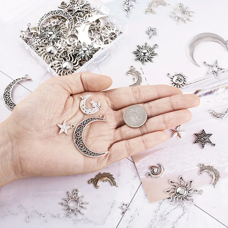 100 шт./коркор. подвески из сплава в тибетском стиле смешанных форм луна солнце