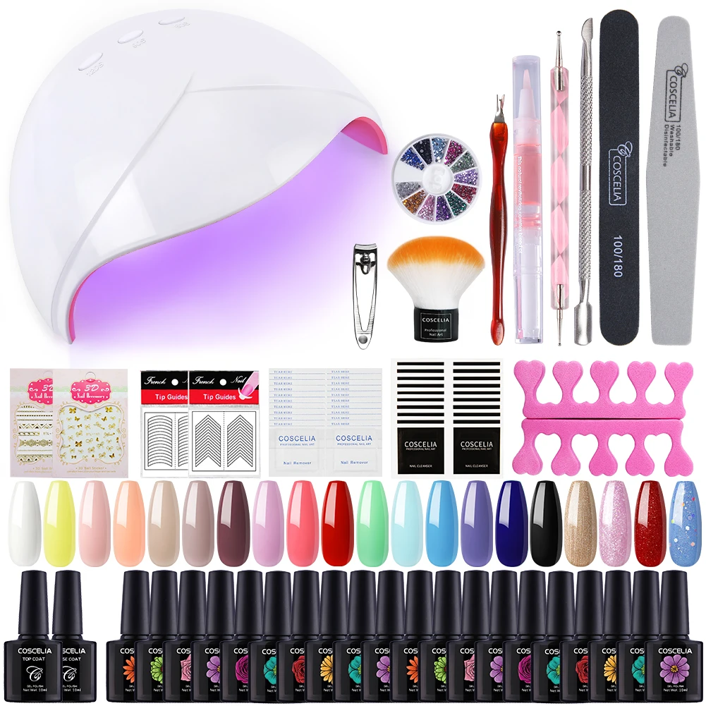 COSCELIA маникюрный набор гель лаков для ногтей с УФ светодиодный светильник био