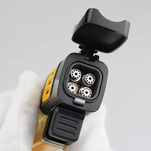 

Lighter Torch with Rest Stand Windproof Four Jet Strong Flame Butane Refillable Scorch Lighters(Without Gas)