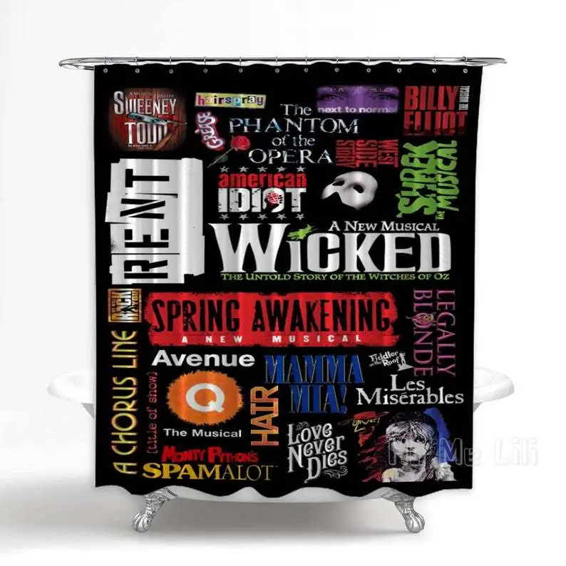 

Broadway Musical Show Collage Shower Curtain Print On Polyester