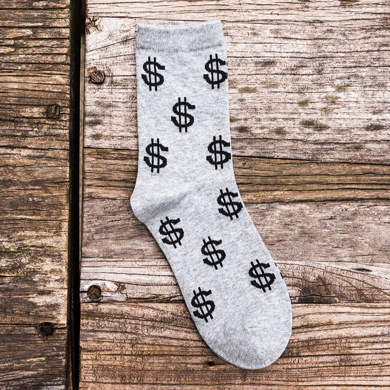

2020 1 Pair Thermal Socks Winter Warm Funny Dollar Print Men Causal Thicken Socks Crew Sportswear Cotton Black White Socks New