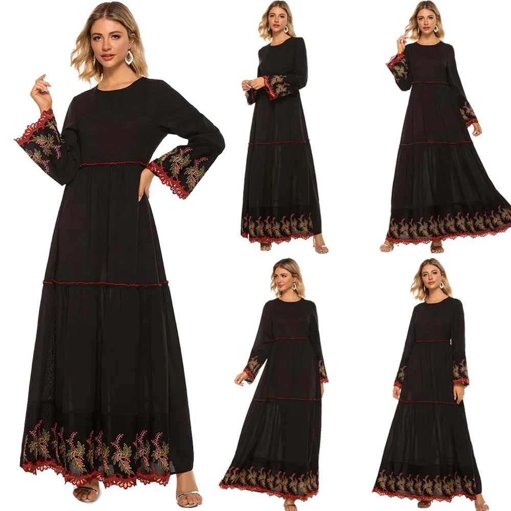 Abaya мусульманское женское длинное платье с вышивкой кафтан арабский цзилбаб
