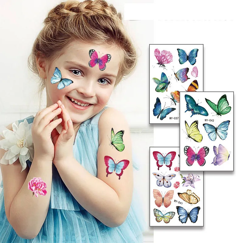 

Butterfly Stationery Tattoo Cute Kids Tattoo Sticker Waterproof Women Flow Anime Sticker Decal Pack Monarch for Children