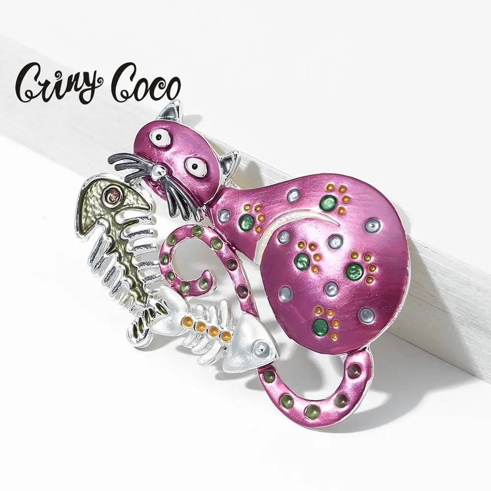 Милая брошь с рыбой в виде кошки Cring Coco эмалированная булавка мультяшного