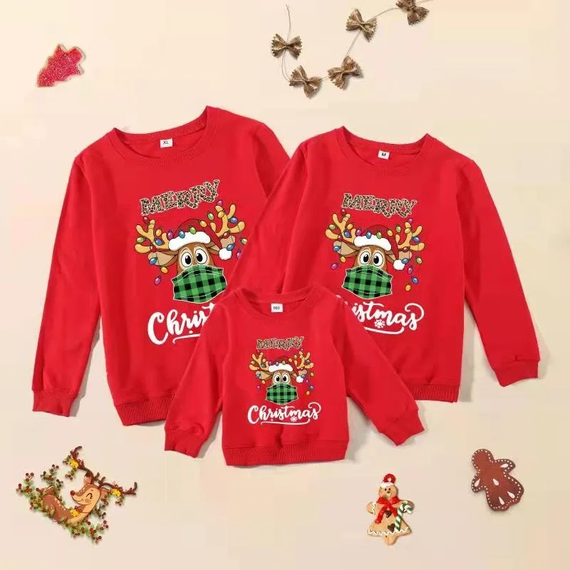 

Naughty Deer Christmas Family Matching Sweaters Mother Daughter Father Son & Baby Cotton Sweatshirts Mommy and Me Xmas Clothes