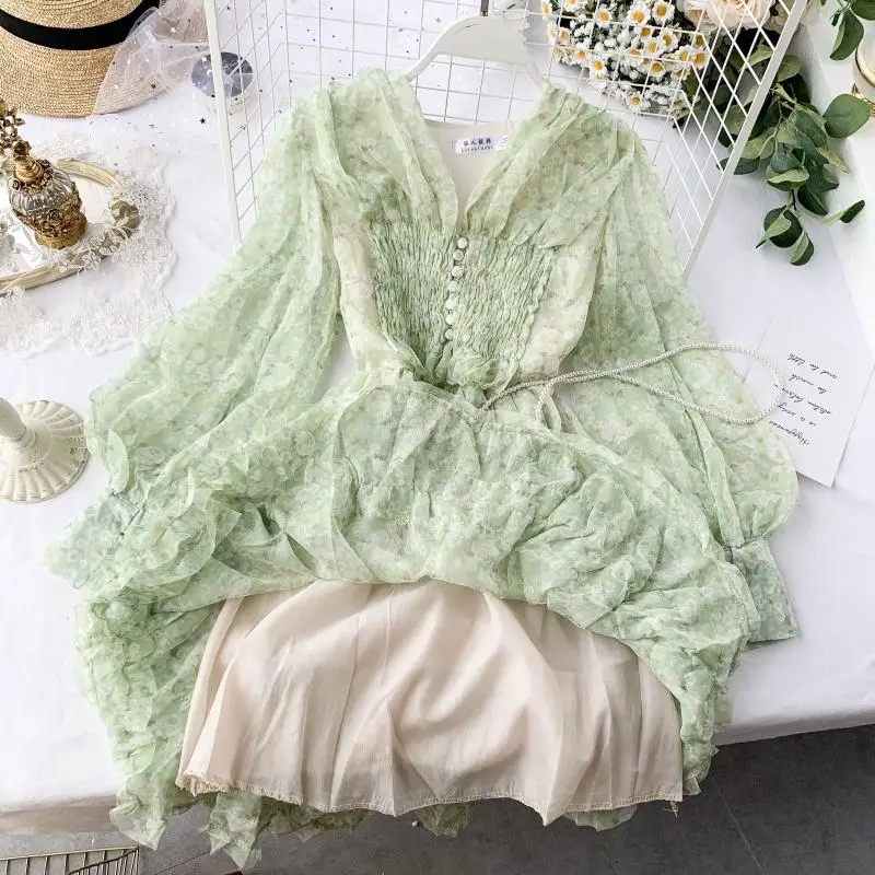 Женское шифоновое короткое платье с цветочным принтом в стиле бохо|Женские