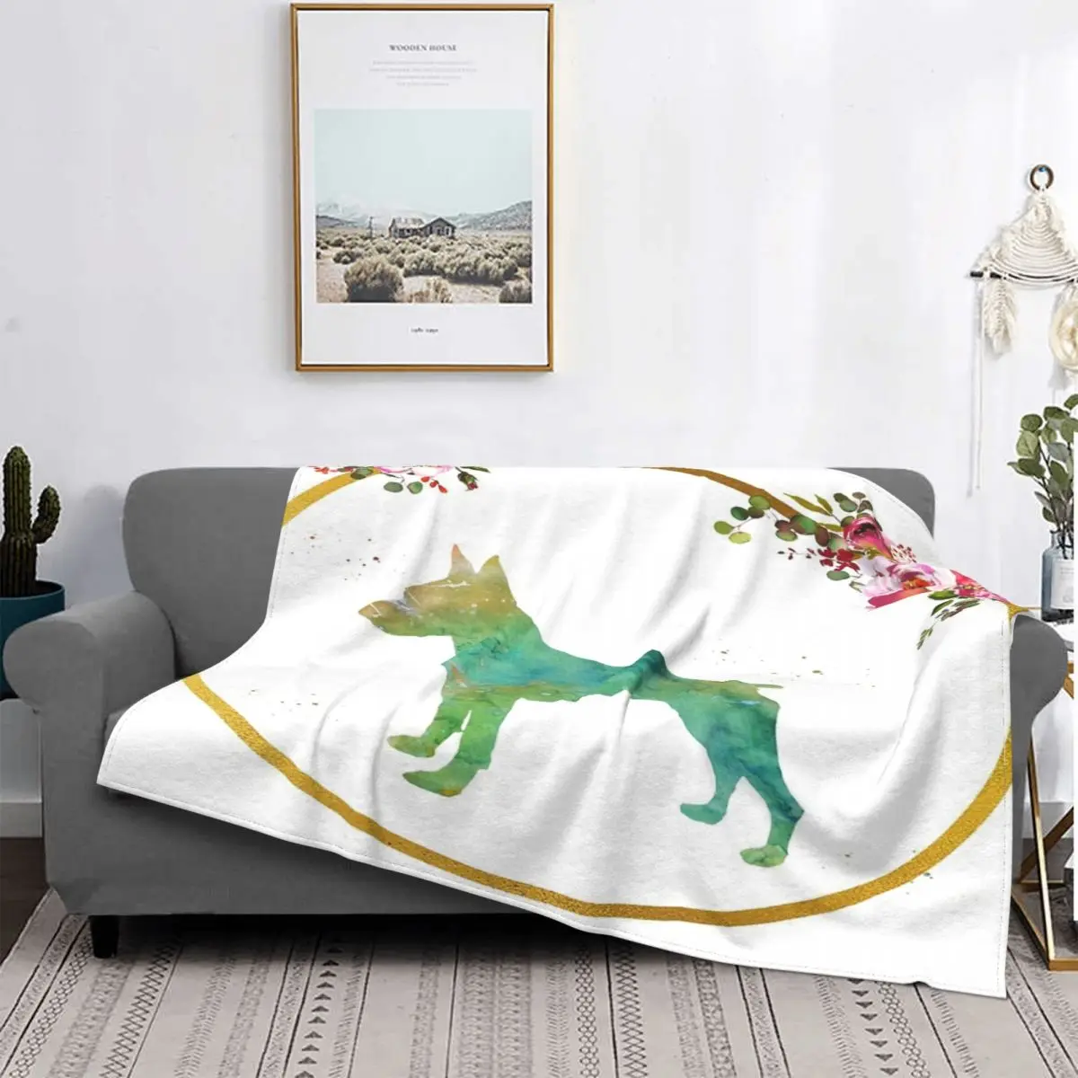 

Pinscher-2 manta en miniatura, para cama colcha, alfombra a cuadros, sofa, manta de muselina, colcas de verano