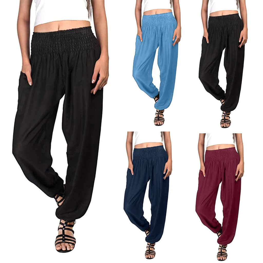 Брюки для йоги спортивные брюки женские 2019 взрослые богемные шаровары свободные