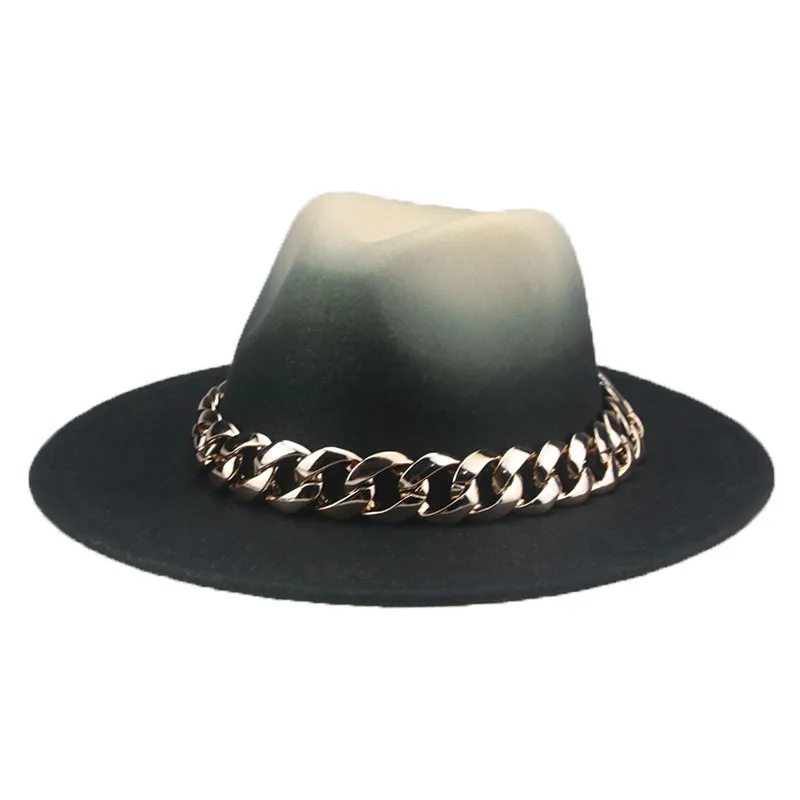 

fedora hats gradient color solid belt band chain jazz caps wide brim casual formal church wedding khaki black camel women hats
