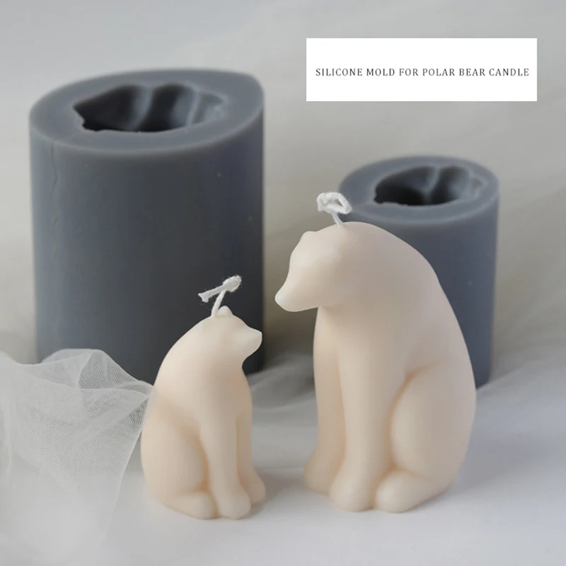 

3D DIY Candle Making Kit Polar Bear Silicone Candle Mold Christmas Winter Ornaments Decoration Scented Candle DIY Plaster Mold