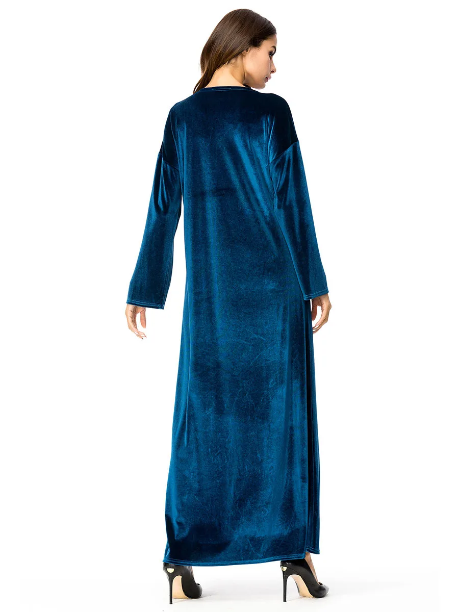 Abaya турецкое осенне зимнее корейское кашемировое платье с ручной вышивкой модная