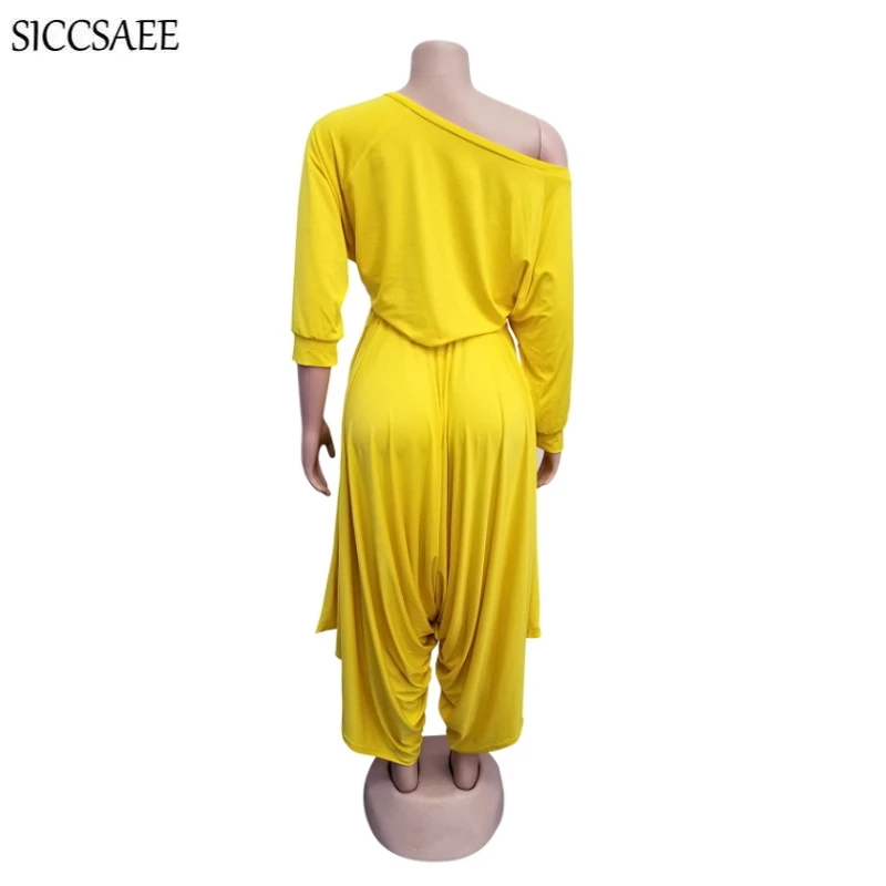 

2019 Fall Cropped Crop Top Wide Leg Palazzo Pants Loose Two Piece Set Women Sexy Casual Outfits For Women Wrinkle Harem Overalls