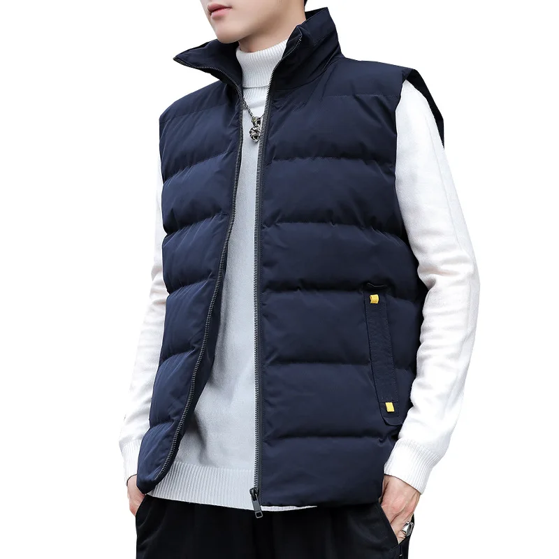 

2020 simple autumn and winter men's casual vest stand collar jacket cotton warm thick waistcoat vest