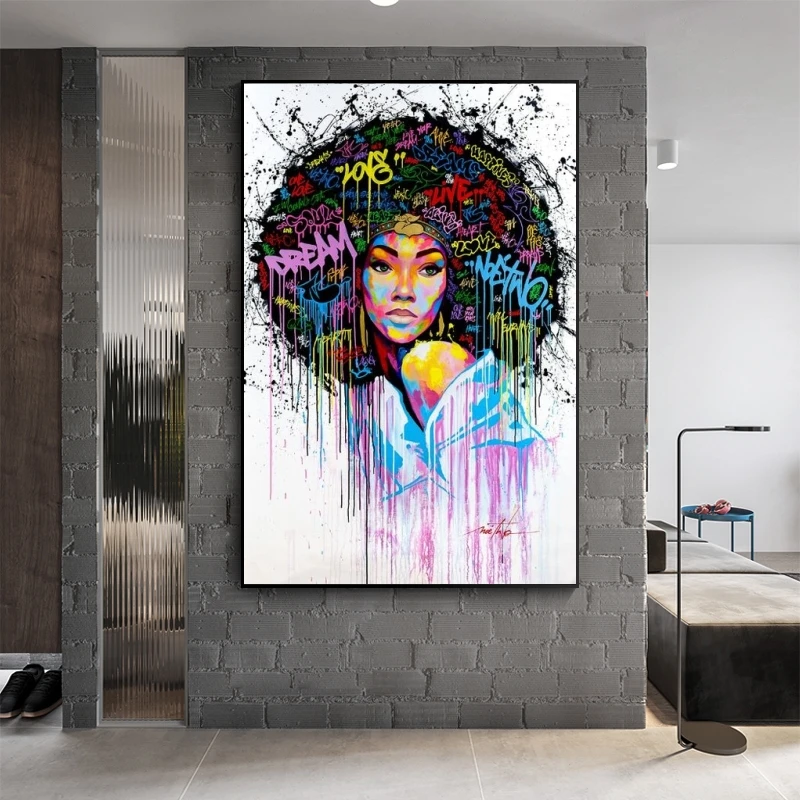 Абстрактная девушка масляная Картина на холсте Граффити стена фотообои