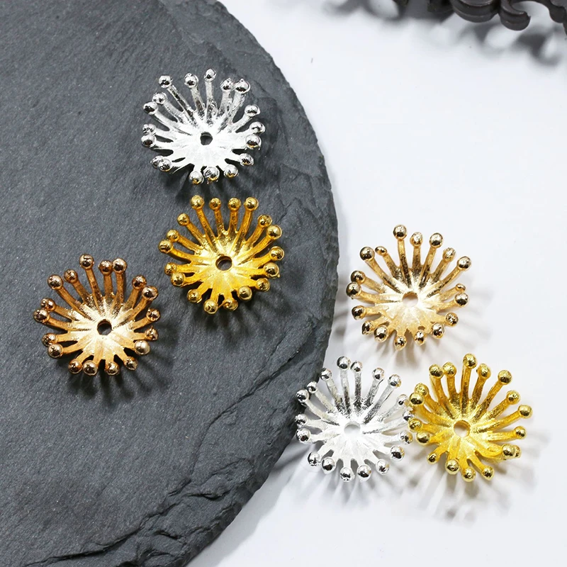 

10pcs/Lot 15mm Metal Flower Shape Charm Loose Beads Caps For DIY Jewelry Making Accessories Decoration Spacer Beads