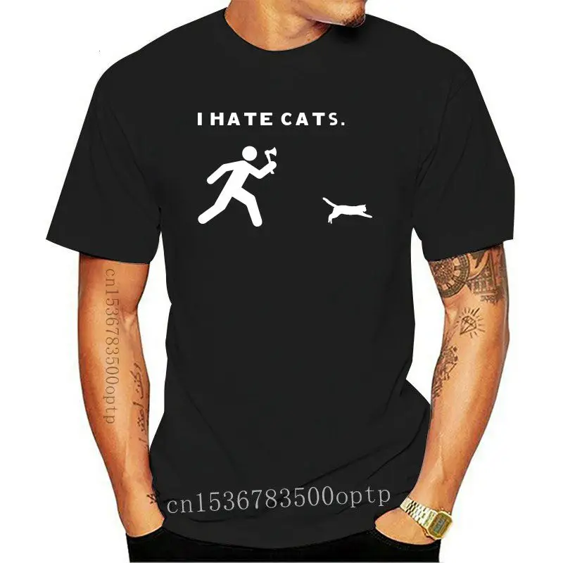 

New Short Sleeve for Men Clothing Summer I Hate Cats Funny Short Sleeve T Shirt 2021 Tee Tee Shirt