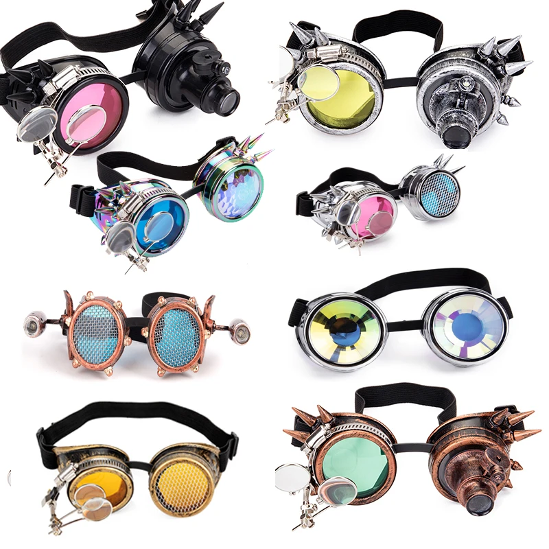 Одна лампа ретро панк очки заклепки рамки для отправки забавные украшения
