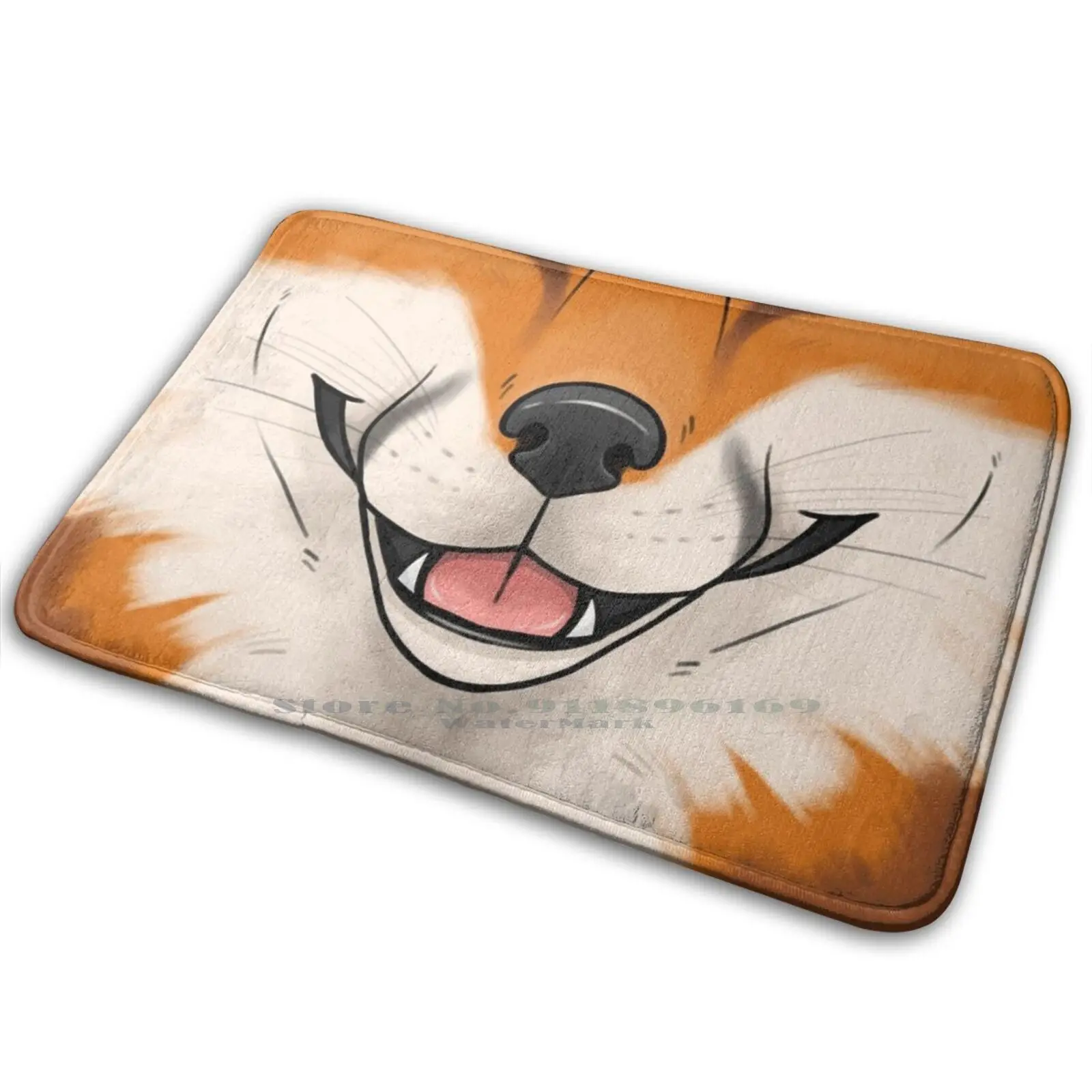 Ковер Fox Mat с антискользящим покрытием для спальни, входных дверей и т.д. с изображением животного с красным носом, рыжим мехом и следами когтей.