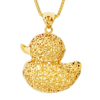 charm hollow duck pendant with 45cm chain choker necklaces for women 2020 fashion 24k gold color animal necklace jewelry gifts