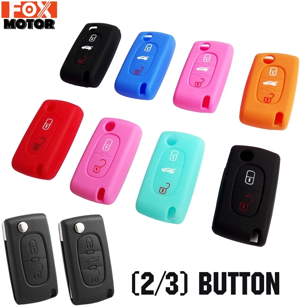 2 3 кнопки пригодный для CITROEN XSARA PICASSO C2 C3 C4 C5 C6 C8 PEUGEOT 107 206 207 307 308 406 силиконовый чехол