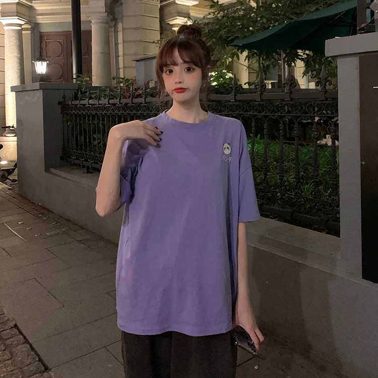 

YJ1939, женская футболка с вышивкой, круглым вырезом и коротким рукавом