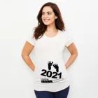 Для загрузки 2021 для женщин с принтом беременных Футболка для девочки из хлопка для беременных с коротким рукавом объявление беременности футболка новая одежда для мам