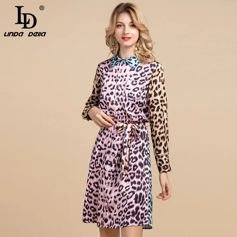 Женское свободное платье рубашка LD LINDA DELLA дизайнерское винтажное с длинным