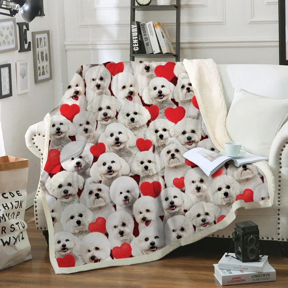 

3D Printed Blanket You Will Have A Bunch Of Bichon Frises Winter Warm Arctic Velvet Bedding/Sofa Love Dogs For Adult/Child Made