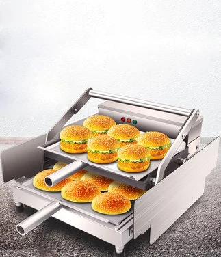 

220V Bake Burger Machine Commercial Hamburger Baking Machine Double Layer Batch Bun Toaster 850W