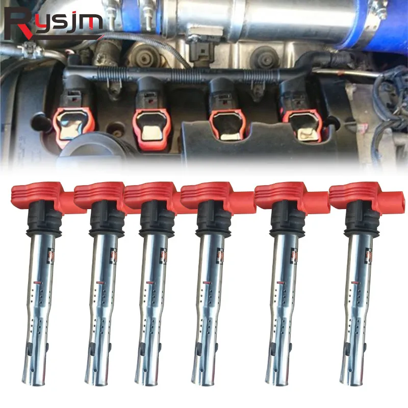Катушка зажигания для автомобиля 6 шт. подходит Audi A4 A5 A6 A7 A8 Q5 Q7 R8 Jetta Golf 06E905115E 06E905115