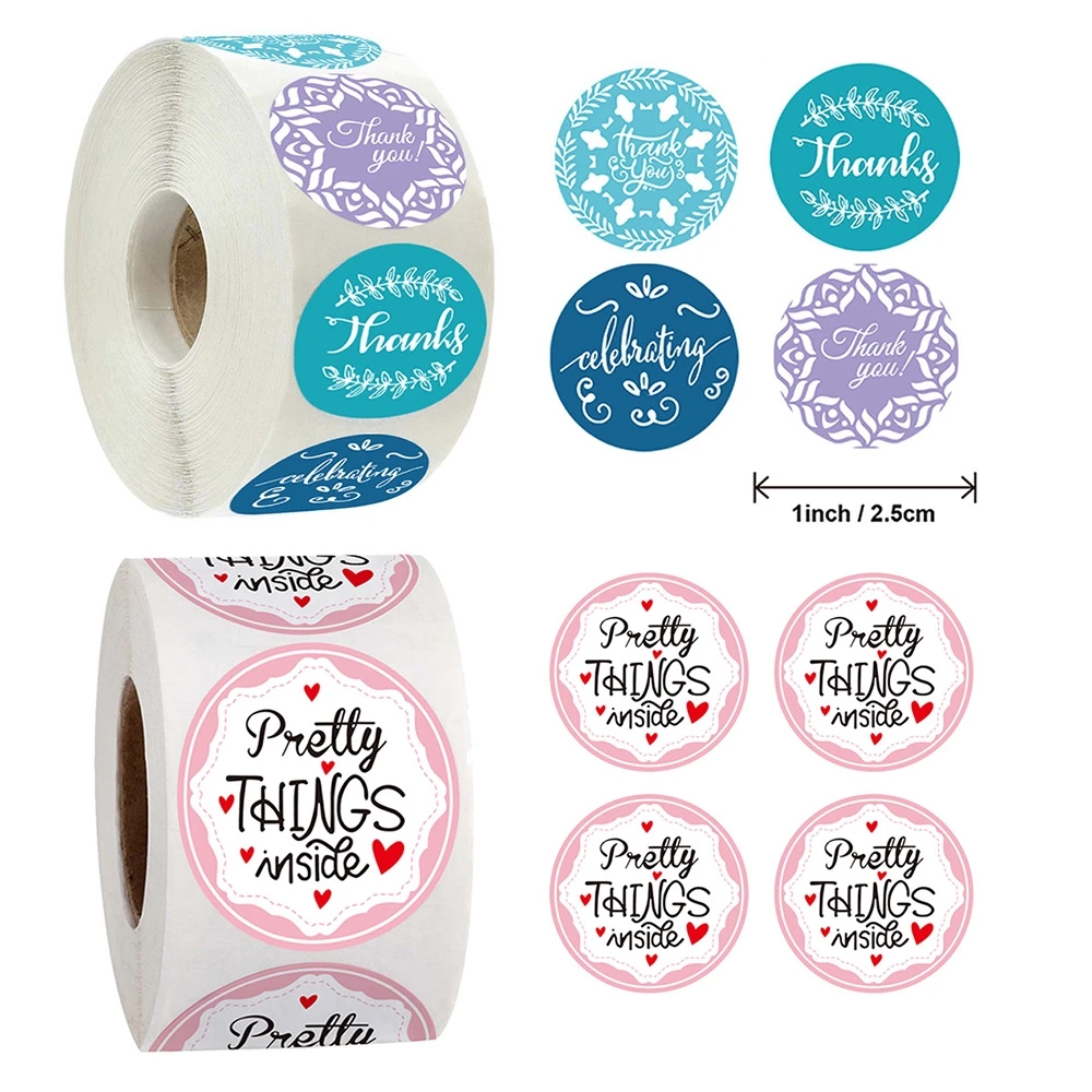 

500pcs Creative Thank You Pretty Things Inside Label Sticker DIY Decoration Stationery Stickers