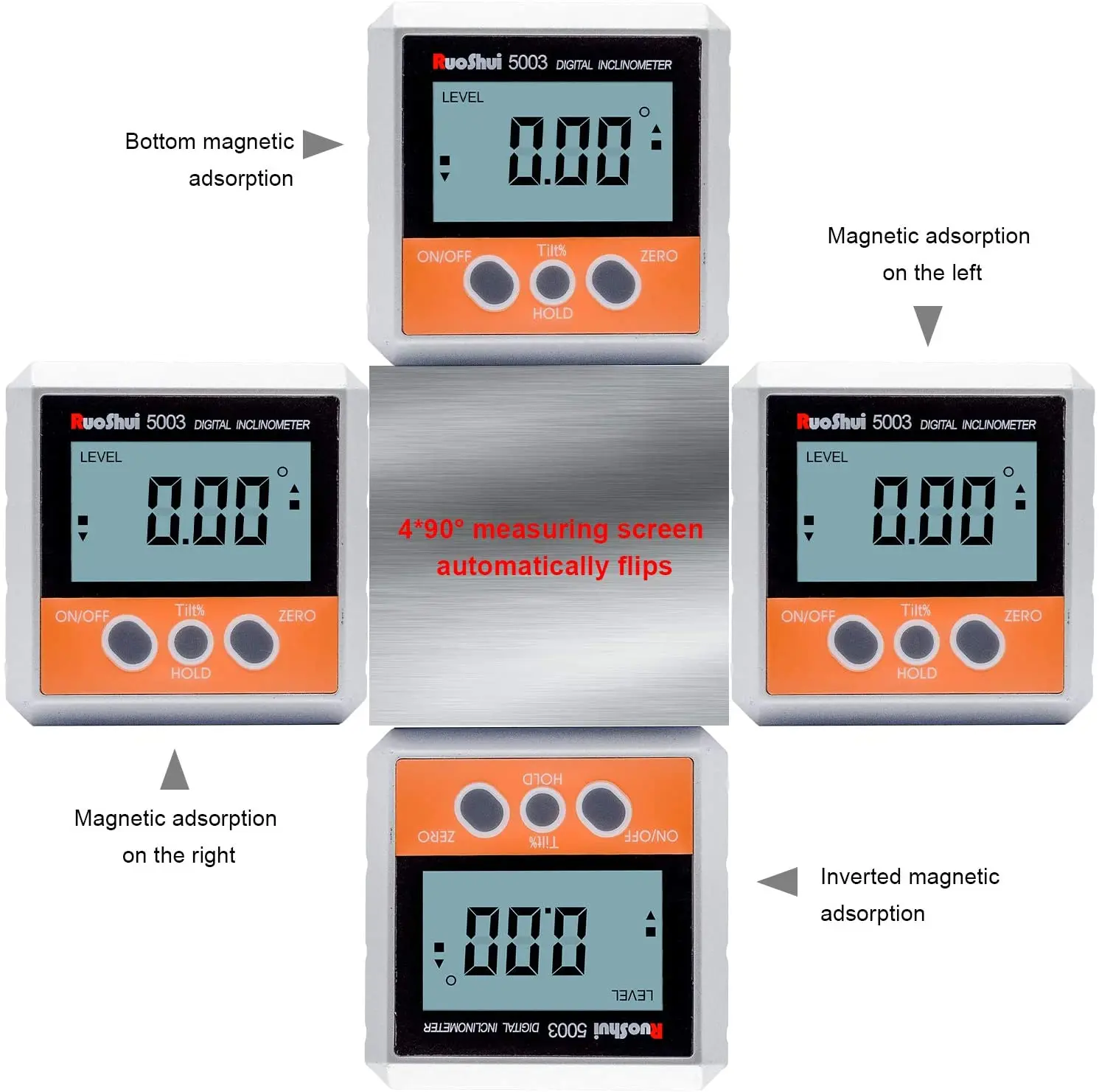 Ruoshui Digital Angle Finder Inclinometer Electronic Protractor Bevel BOX Magnetic Mini Level angle Gauge Measurement Tool | Инструменты
