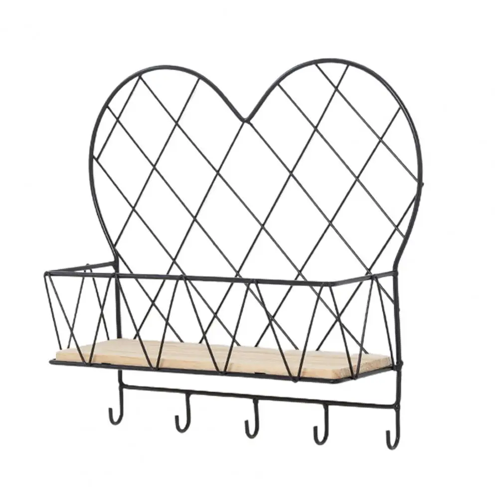 

Hanging Rack Wall-mounted Stable Wrought Iron Multipurpose Storage Bracket for Living Room