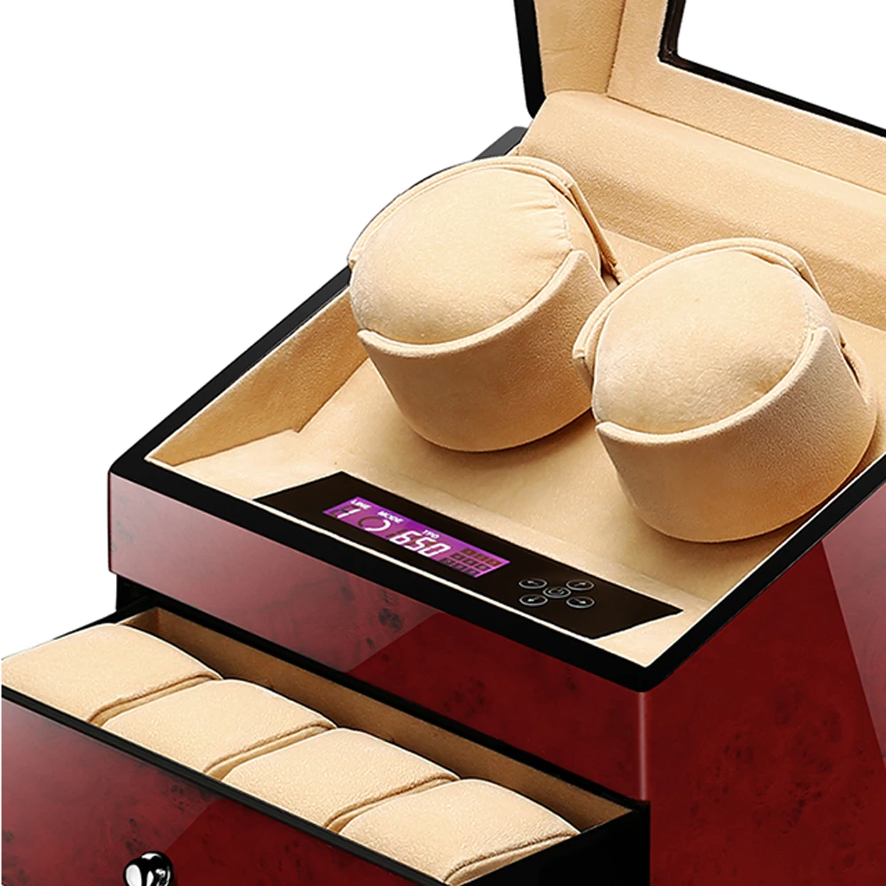 

2+4 Holders Storage Watch Winder for Automatic Mechanical Watch Motor Winding Case Luxury Black Shaker Boxes with Plug