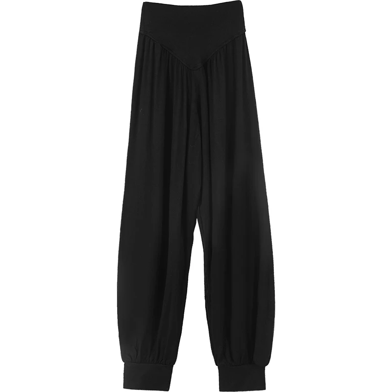 Женские шаровары черные хлопковые повседневные брюки для бега йоги балета танца