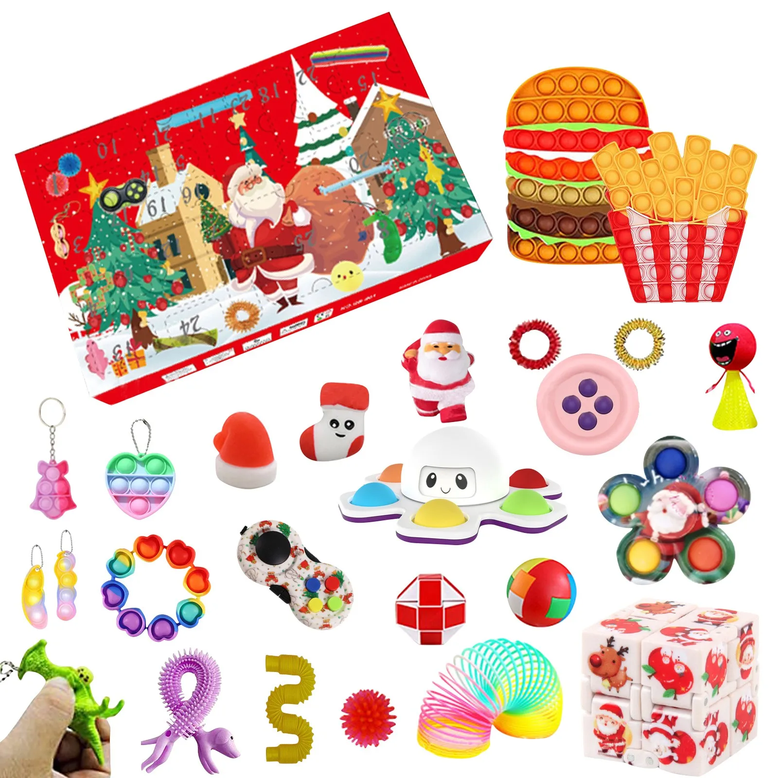 

Фиджет-игрушка, 24 дня, Рождественский календарь, набор антистрессовых игрушек, игрушка-фигурка для снятия стресса, детские игрушки, рождест...