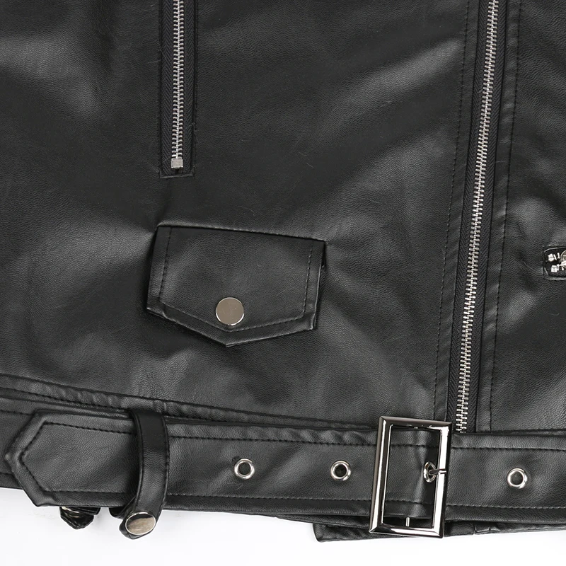 

Nerazzurri Spring Autumn Short White Soft Faux Leather Biker Streetwear Jacket Women 2021 Long Sleeve Zipper Belt Black Fashion