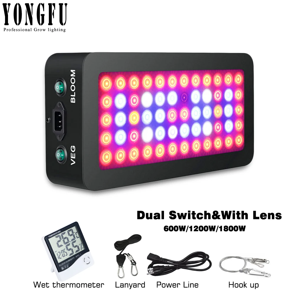 Phytolamps 600 Вт 1200 1800 полный спектр с оптическими линзами двойной переключатель VEG BLOOM