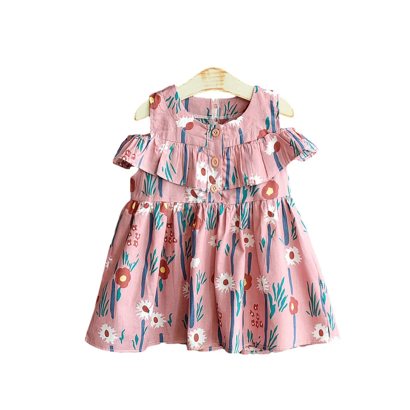 

Girls Summer Dress Korean Casual Strapless Sleeveless Knee-Length Dresses Baby Girl Clothes Kids Clothing for 2 3 4 5 6 Years